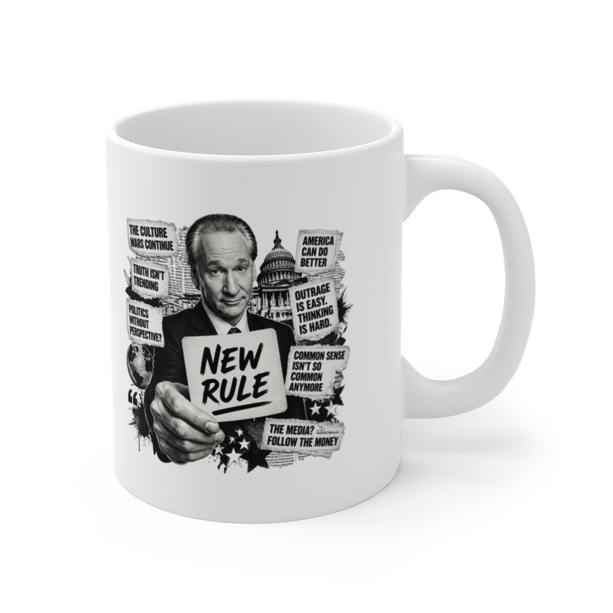 Bill Maher "New Rule," White Mug